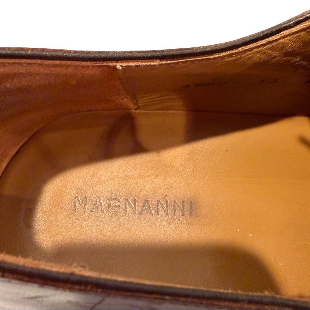 Magnanni Pardo Derby Oxfords‎ Burgundy Leather Men's 13 Dress Shoe Quiet Luxury - Picture 4 of 8